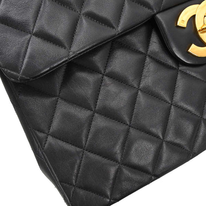 Chanel Black Lambskin Maxi Classic Flap Shoulder Bag
