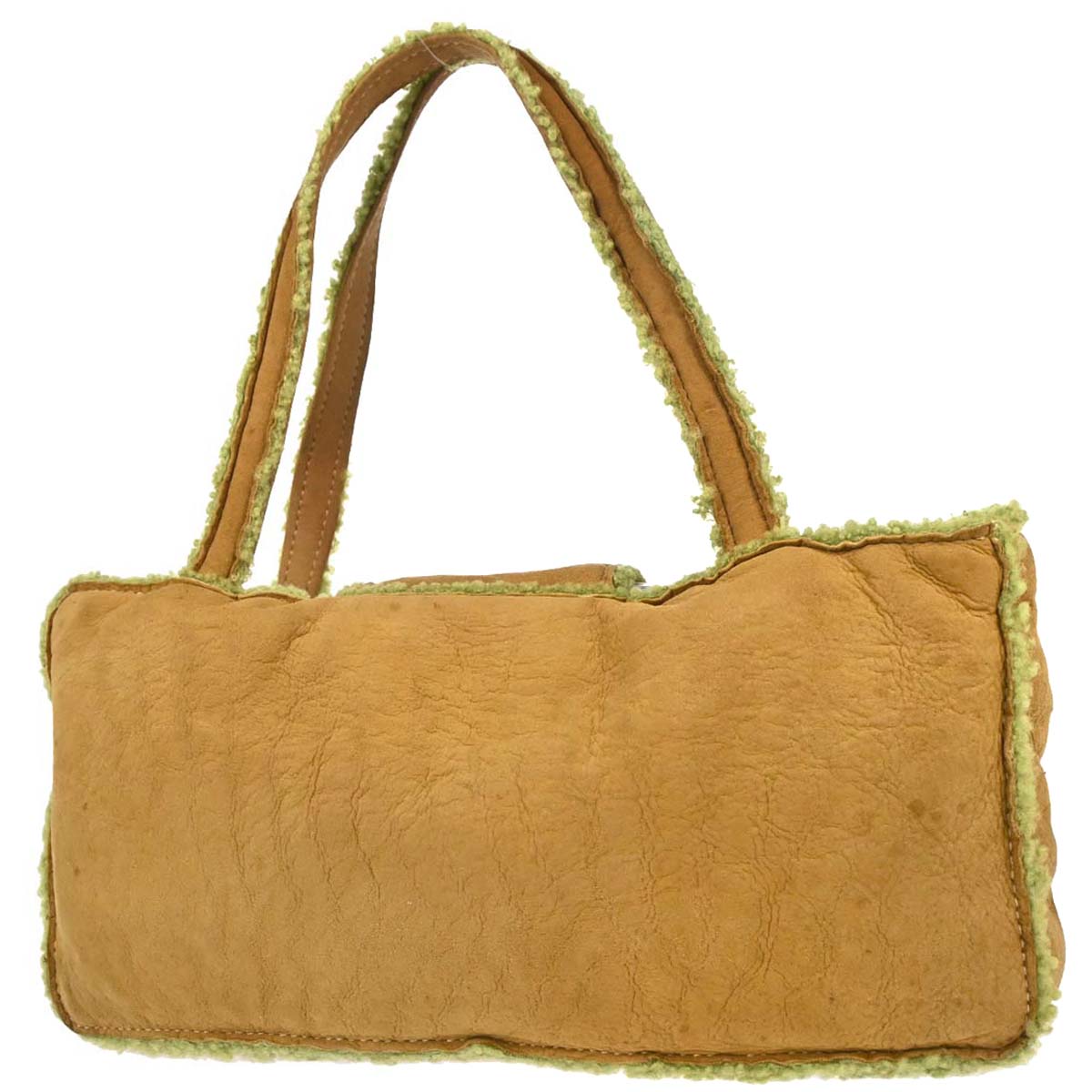 Chanel Brown Green Mouton Tote Handbag