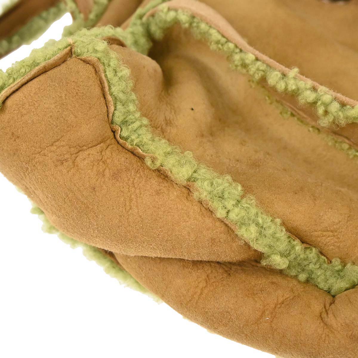 Chanel Brown Green Mouton Tote Handbag