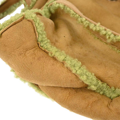Chanel Brown Green Mouton Tote Handbag