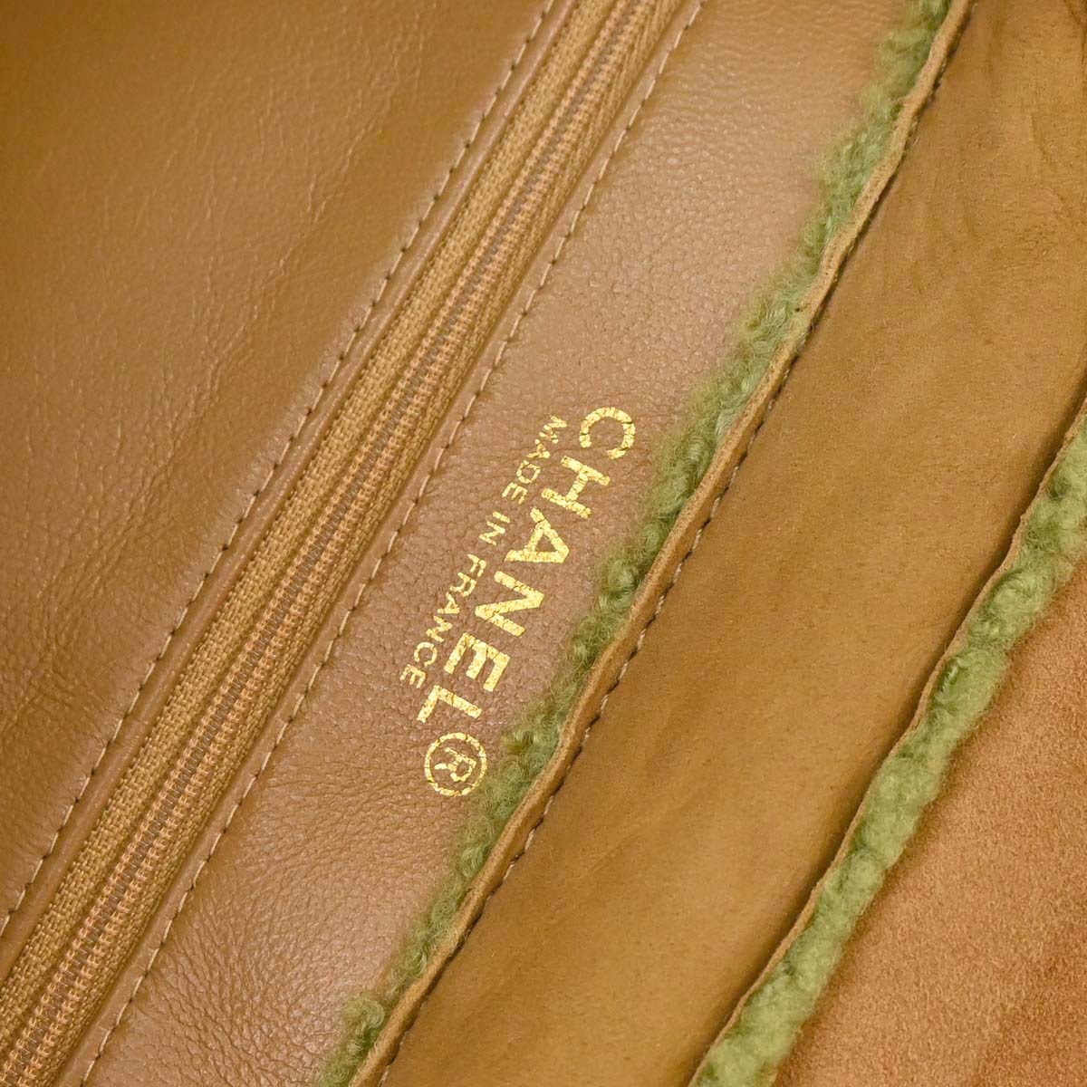 Chanel Brown Green Mouton Tote Handbag