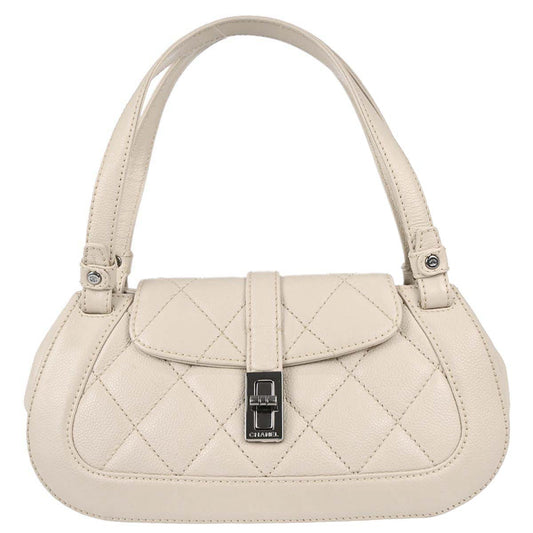 Chanel Ivory Caviar Mademoiselle Lock Handbag