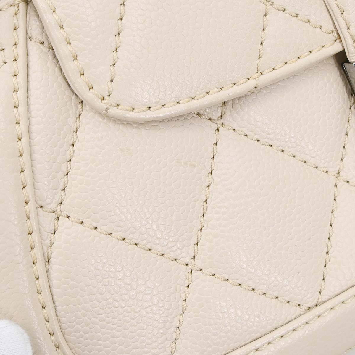 Chanel Ivory Caviar Mademoiselle Lock Handbag