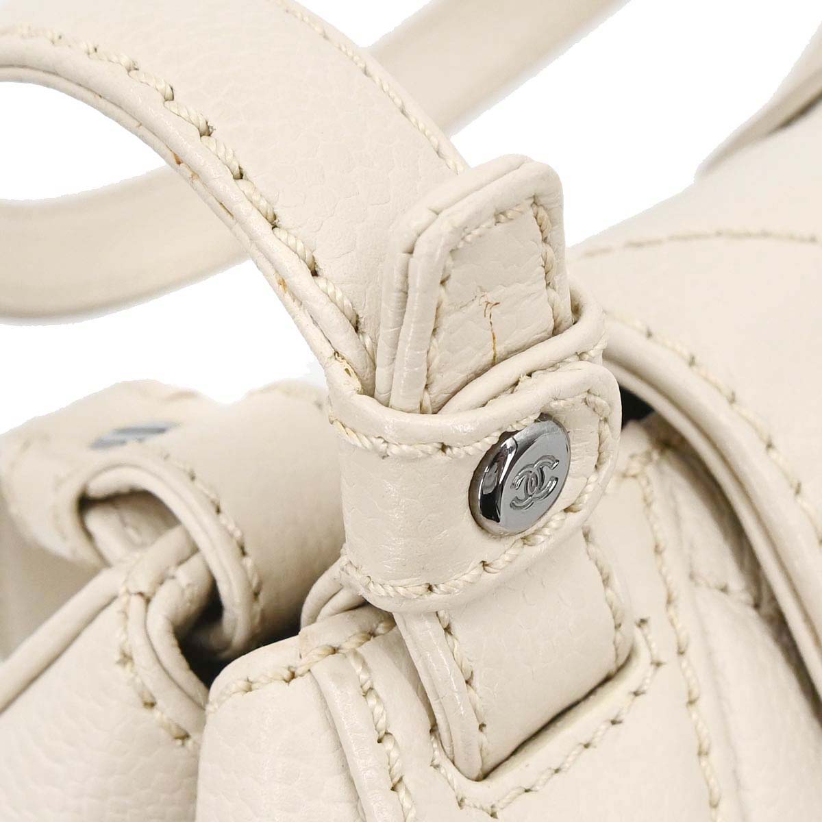 Chanel Ivory Caviar Mademoiselle Lock Handbag