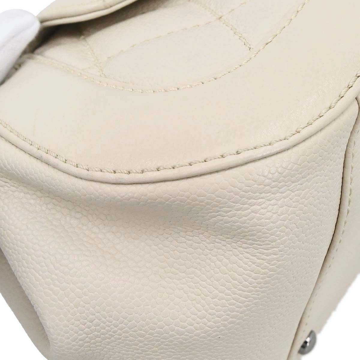 Chanel Ivory Caviar Mademoiselle Lock Handbag
