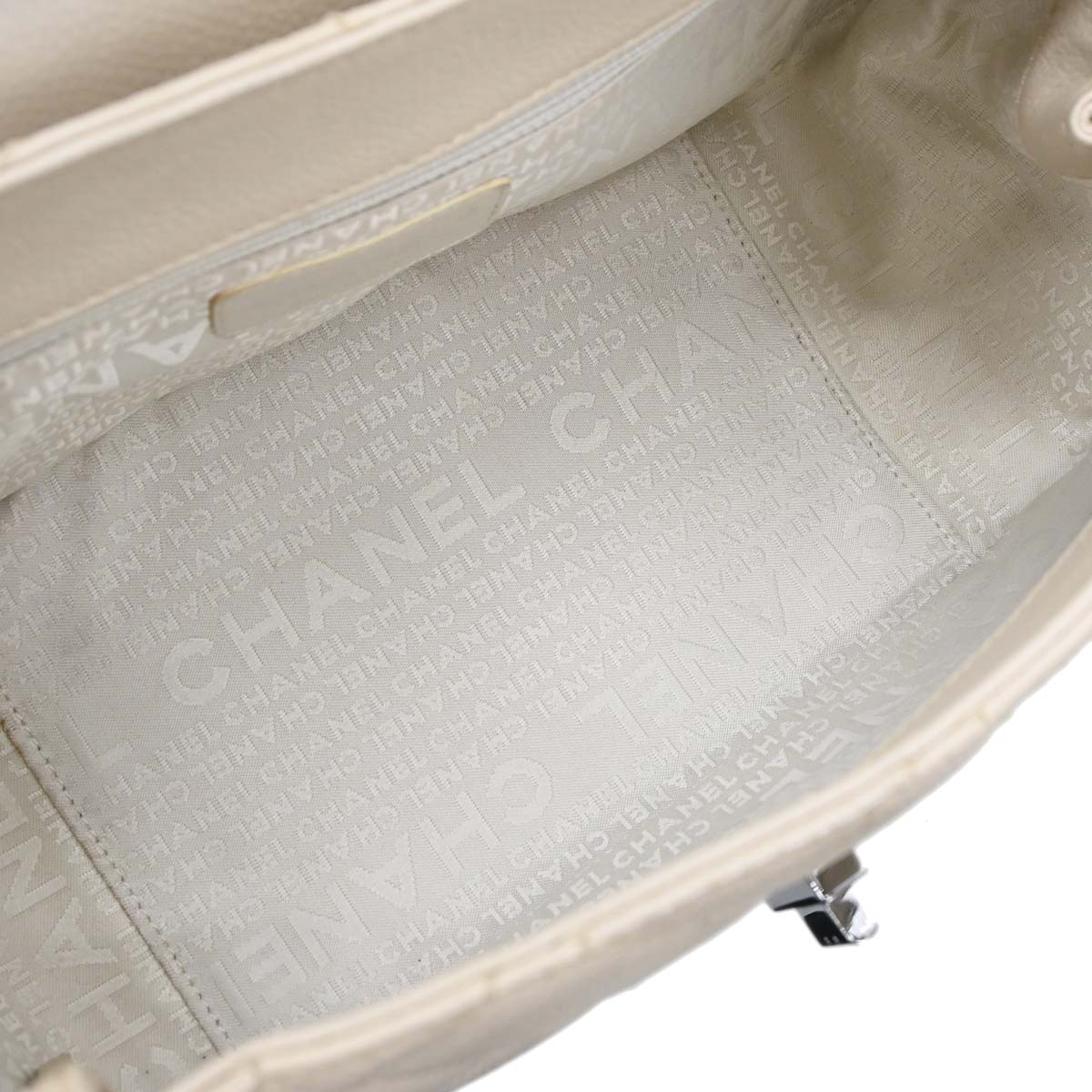 Chanel Ivory Caviar Mademoiselle Lock Handbag