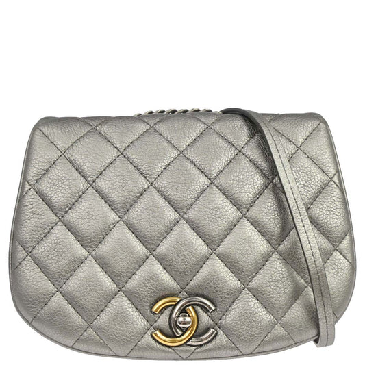 Chanel 2016-2017 Gray Calfskin Casual Pocket Flap Bag Shoulder Bag