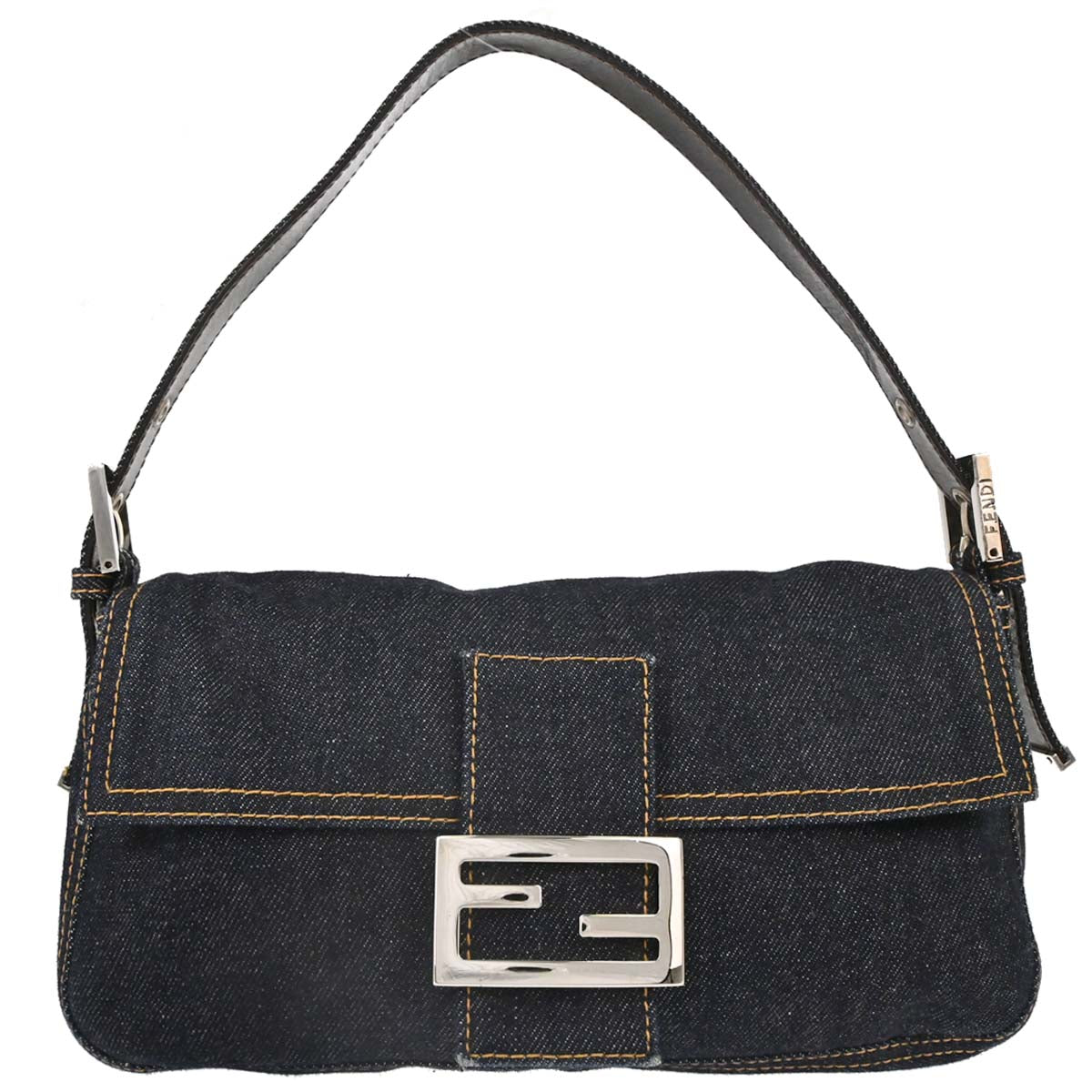 Fendi Navy Denim Baguette Handbag