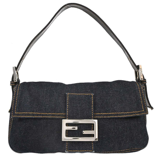 Fendi Navy Denim Baguette Handbag
