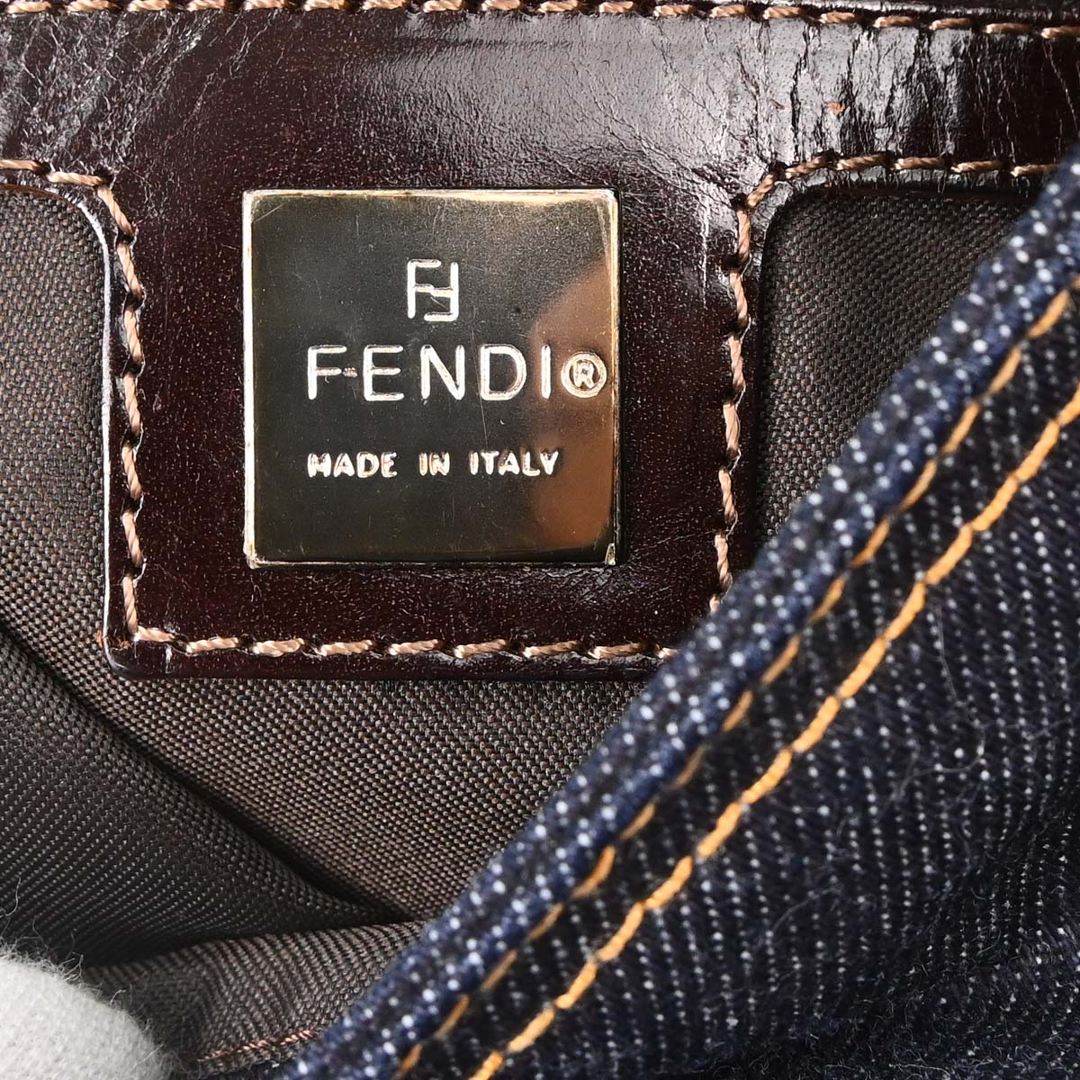 Fendi Navy Denim Baguette Handbag