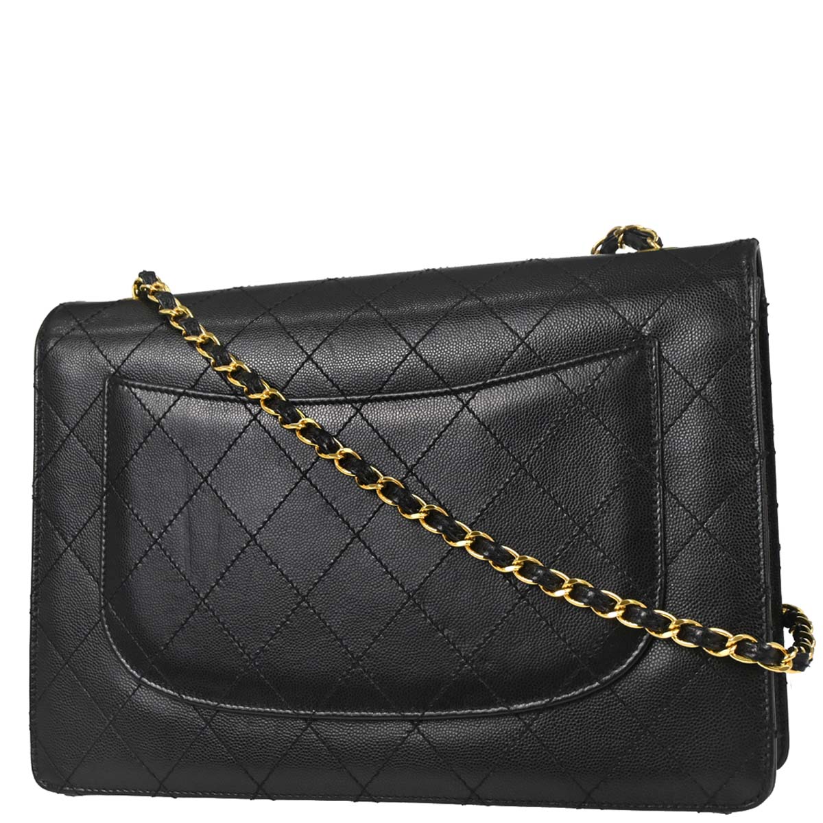 Chanel 1997-1999 Black Caviar Jumbo Classic Single Flap Shoulder Bag