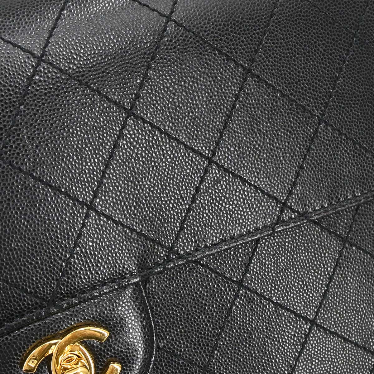 Chanel 1997-1999 Black Caviar Jumbo Classic Single Flap Shoulder Bag