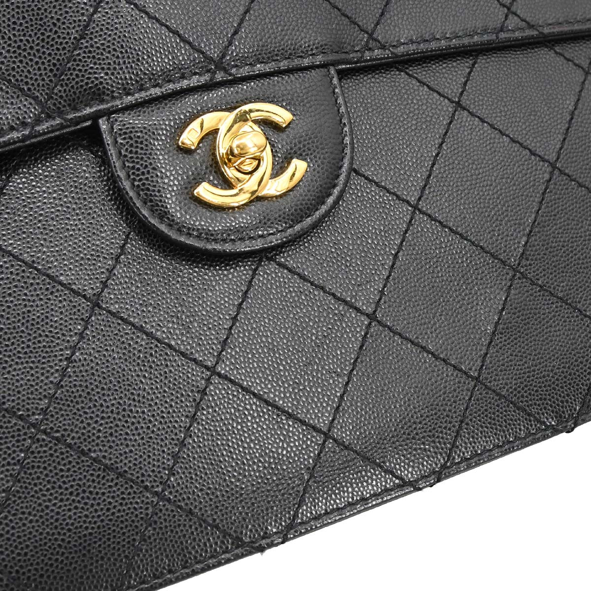 Chanel 1997-1999 Black Caviar Jumbo Classic Single Flap Shoulder Bag