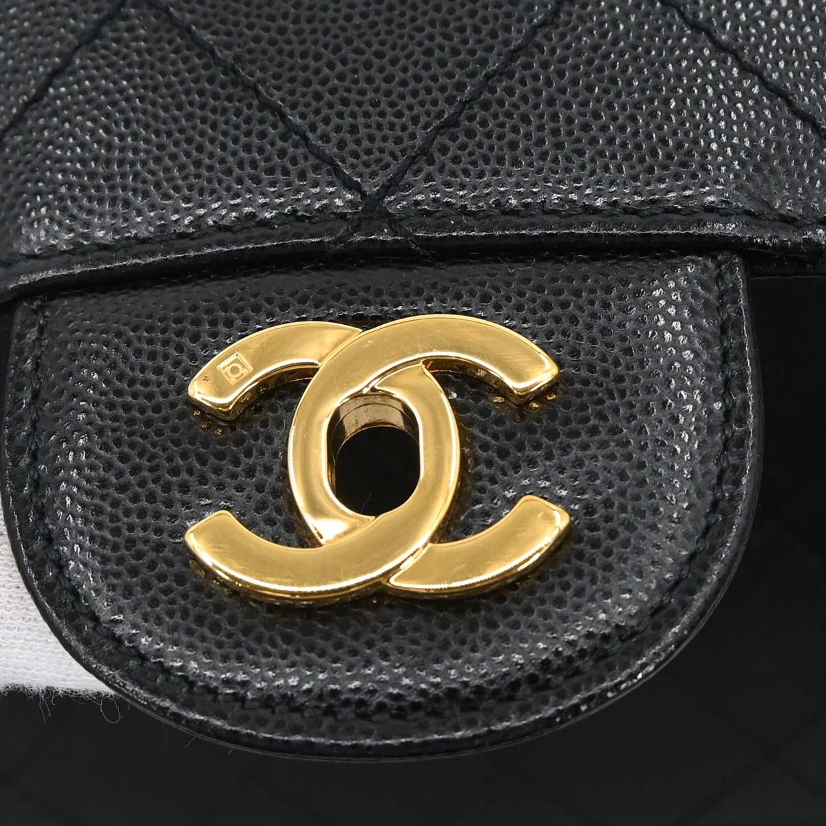 Chanel 1997-1999 Black Caviar Jumbo Classic Single Flap Shoulder Bag