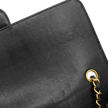 Chanel 1997-1999 Black Caviar Jumbo Classic Single Flap Shoulder Bag