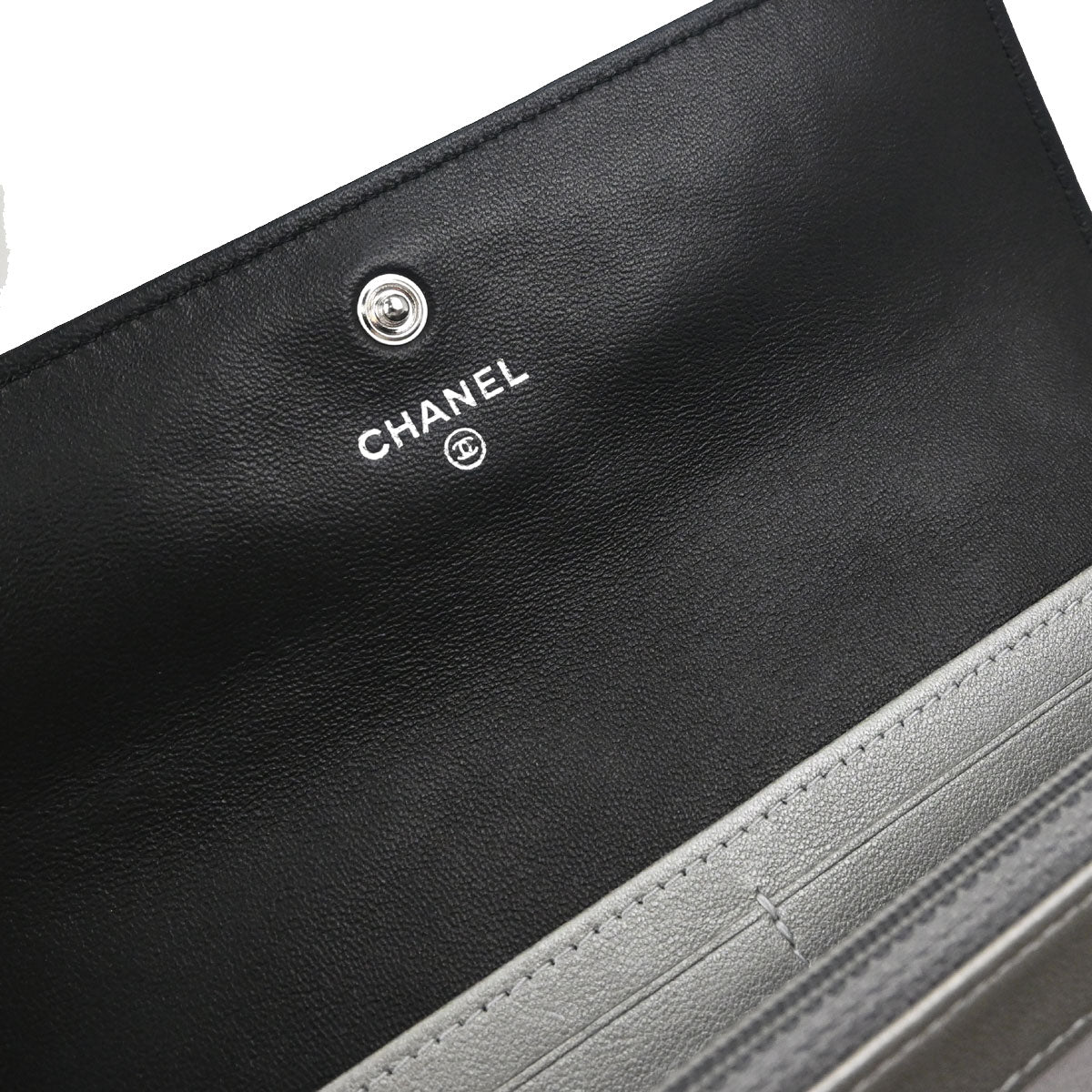 Chanel Black Lambskin Camellia Long Bifold Wallet