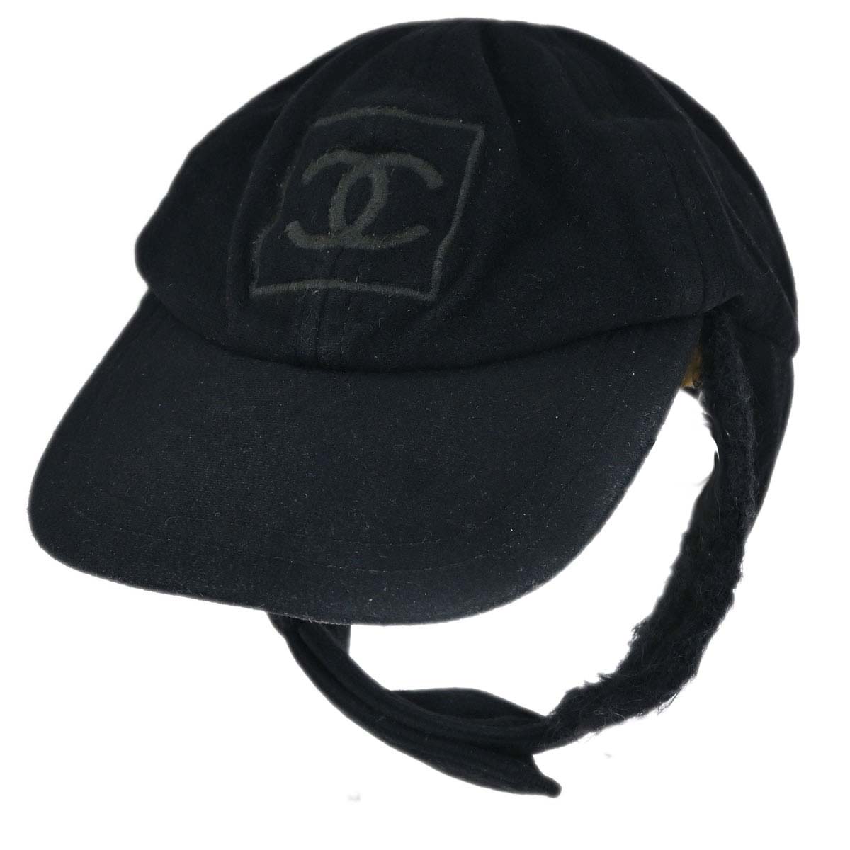 Chanel Sport Line Black #M Trapper Hat Small Good