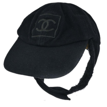 Chanel Sport Line Black #M Trapper Hat Small Good