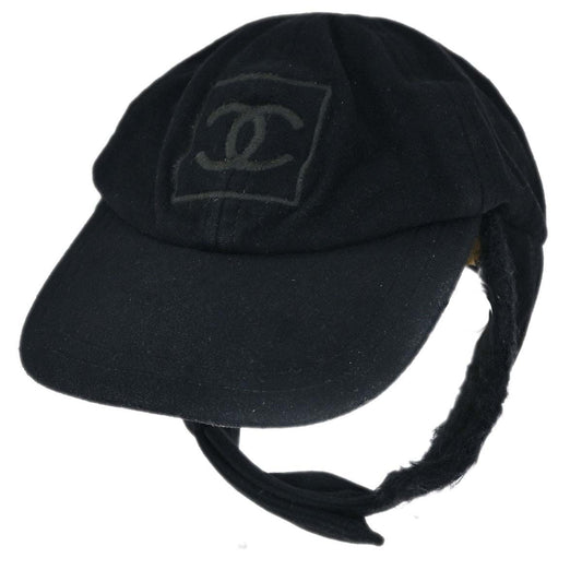 Chanel Sport Line Black #M Trapper Hat Small Good