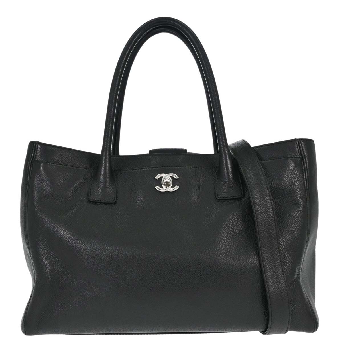 Chanel 2009-2010 Black Calfskin Executive Cerf 2way Shoulder Tote Bag