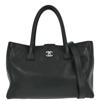 Chanel 2009-2010 Black Calfskin Executive Cerf 2way Shoulder Tote Bag