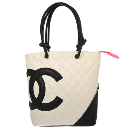 Chanel 2005-2006 White Calfskin Cambon Ligne Tote Handbag