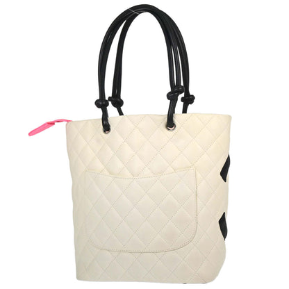 Chanel 2005-2006 White Calfskin Cambon Ligne Tote Handbag