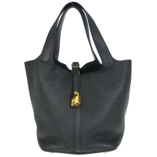 Hermes Black Taurillon Clemence Picotin Lock 22 MM Handbag