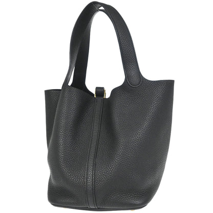 Hermes Black Taurillon Clemence Picotin Lock 22 MM Handbag