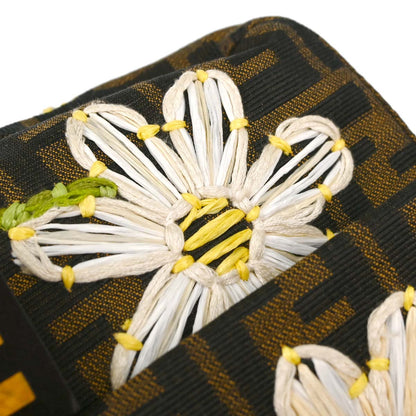 Fendi Brown Canvas Zucca Floral Embroidery Baguette Handbag