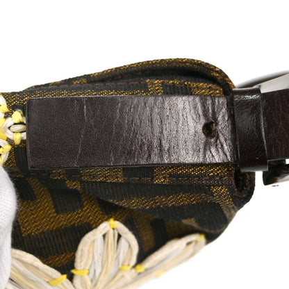 Fendi Brown Canvas Zucca Floral Embroidery Baguette Handbag
