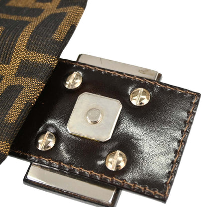 Fendi Brown Canvas Zucca Floral Embroidery Baguette Handbag