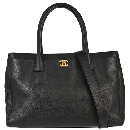 Chanel 2009-2010 Black Calfskin Executive Cerf 2way Shoulder Tote Bag