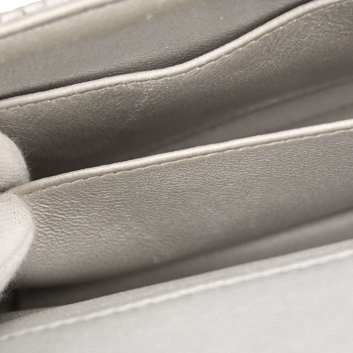 Chanel 2014-2015 Silver Perforated Lambskin Single Flap Shoulder Bag