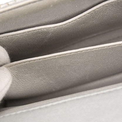 Chanel 2014-2015 Silver Perforated Lambskin Single Flap Shoulder Bag