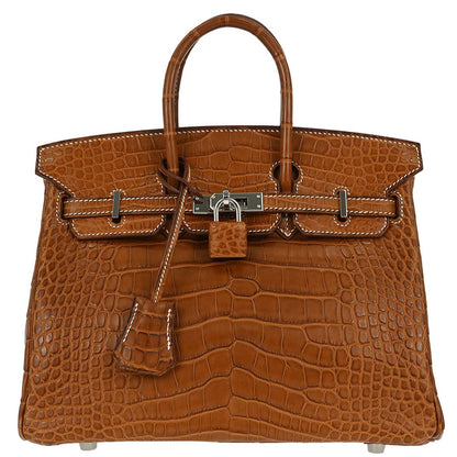 Hermes * Gold Matt Alligator Birkin 25 Handbag