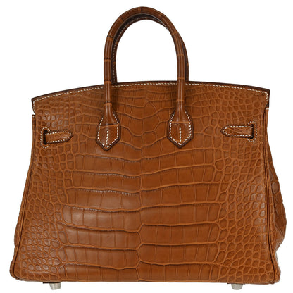 Hermes * Gold Matt Alligator Birkin 25 Handbag