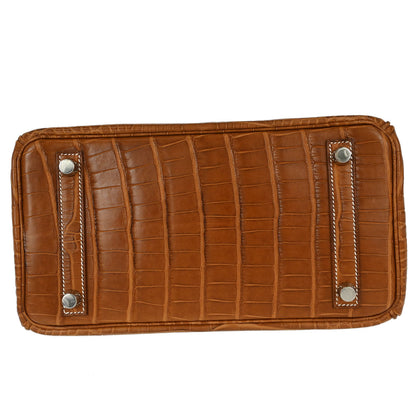 Hermes * Gold Matt Alligator Birkin 25 Handbag