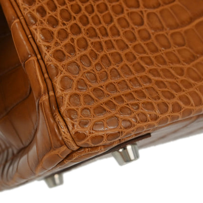 Hermes * Gold Matt Alligator Birkin 25 Handbag