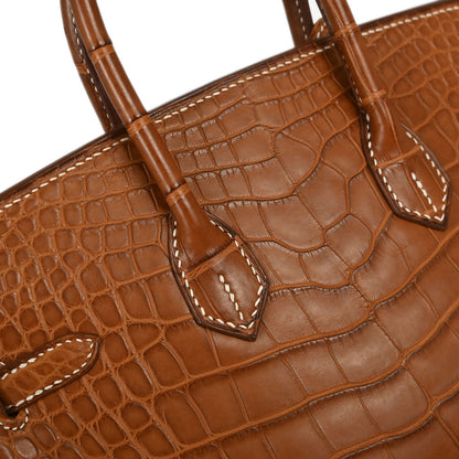 Hermes * Gold Matt Alligator Birkin 25 Handbag