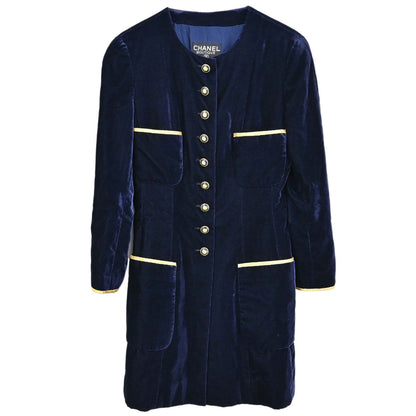 Chanel 1993 Collarless Jacket Navy #38