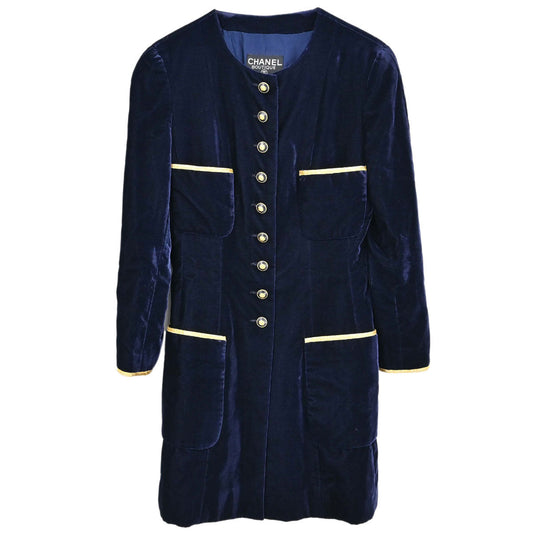 Chanel 1993 Collarless Jacket Navy #38