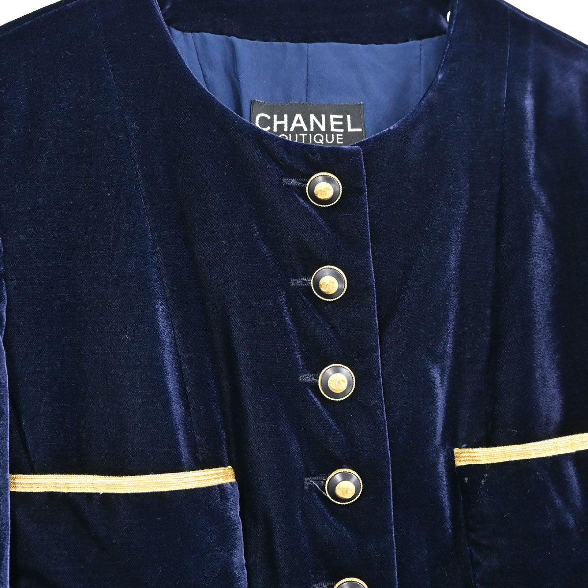 Chanel 1993 Collarless Jacket Navy #38