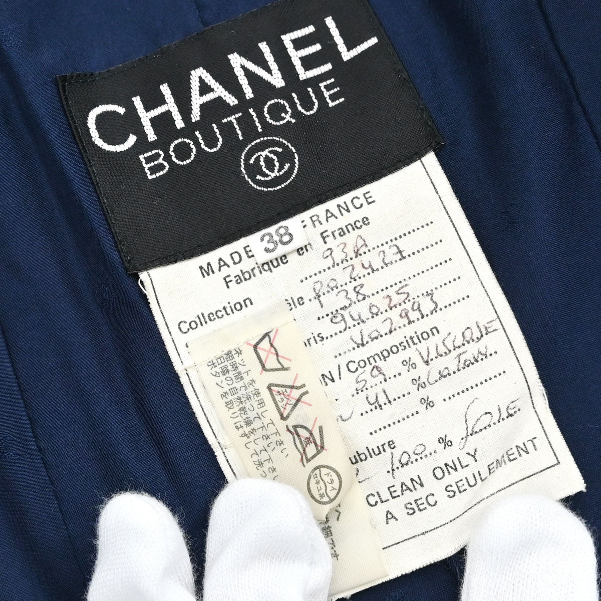 Chanel 1993 Collarless Jacket Navy #38