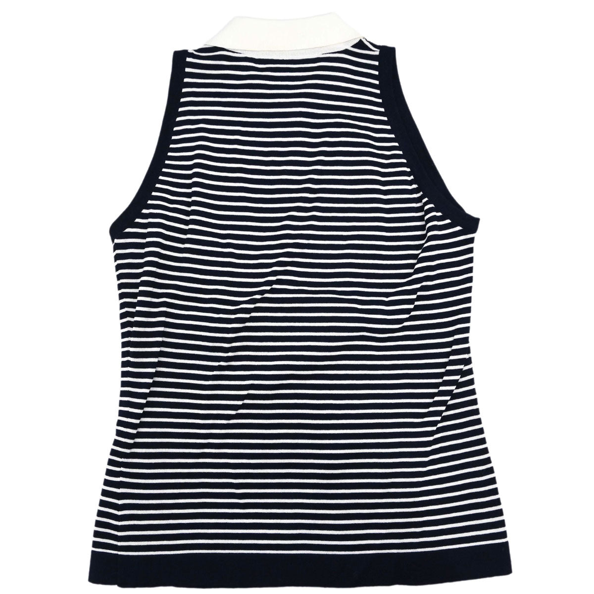 Chanel Sleeveless Border Top Navy White #38