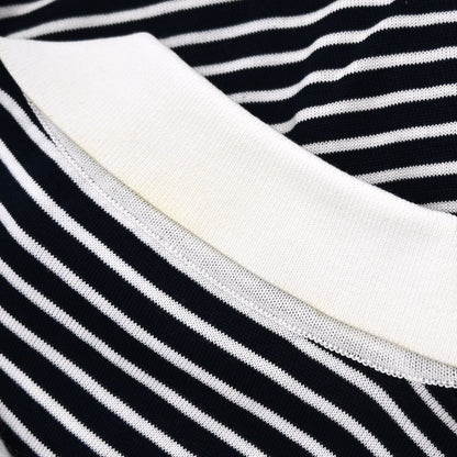 Chanel Sleeveless Border Top Navy White #38