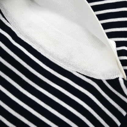 Chanel Sleeveless Border Top Navy White #38