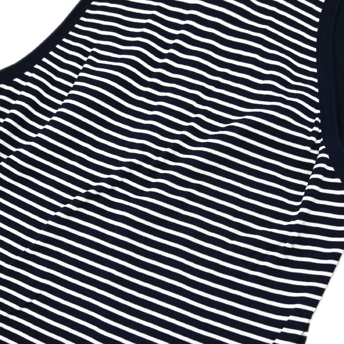 Chanel Sleeveless Border Top Navy White #38