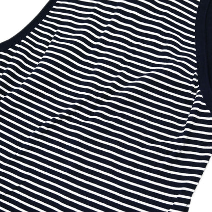 Chanel Sleeveless Border Top Navy White #38