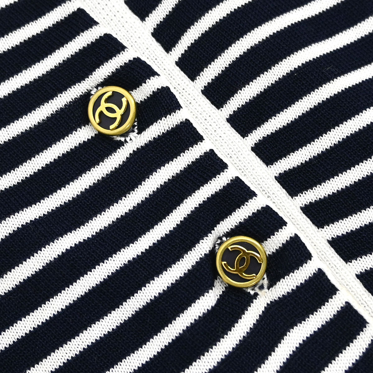 Chanel Sleeveless Border Top Navy White #38
